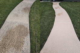Sidewalk pressure wash before and after
